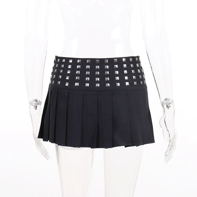 Studded Pleated Gothic Femboy Skirt