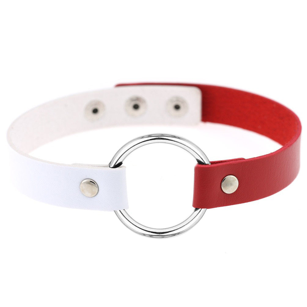 Metal Ring Leather Choker