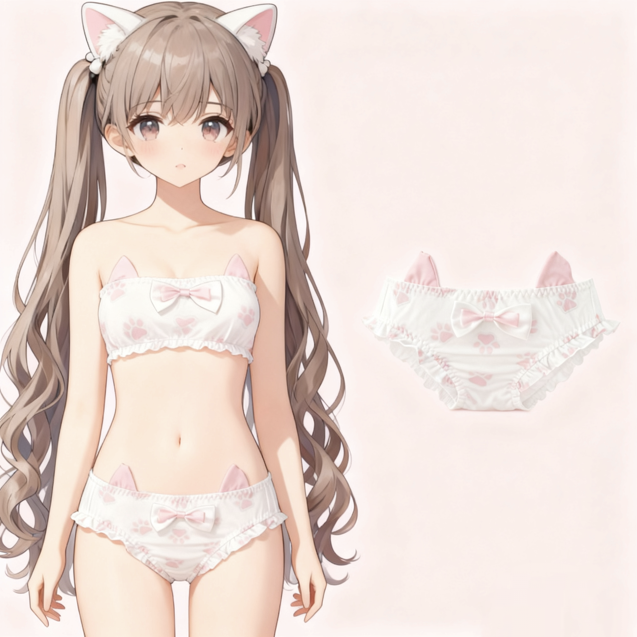 Cat Paw Ruffled Panties with Bow