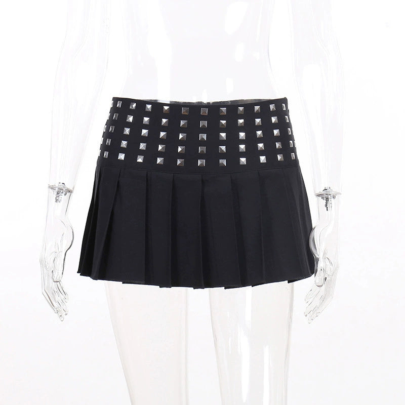 Studded Pleated Gothic Femboy Skirt