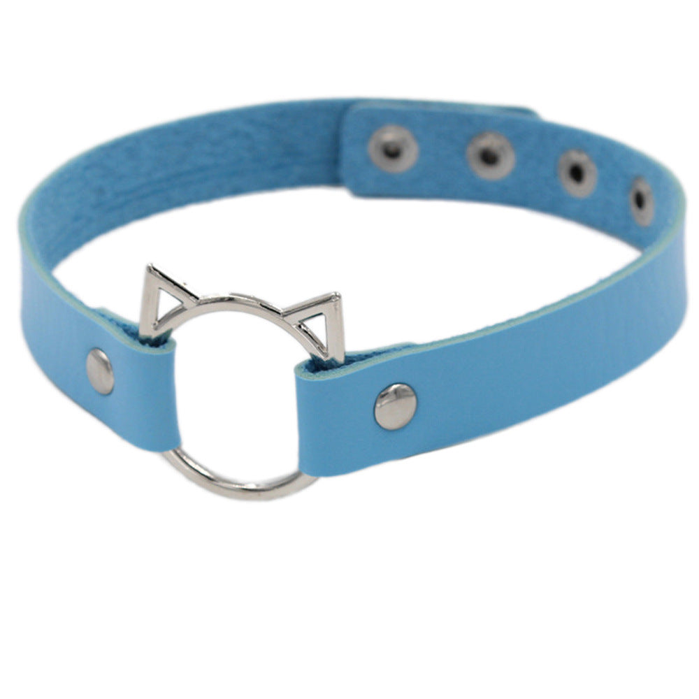 Cute Cat Head Soft Leather Choker