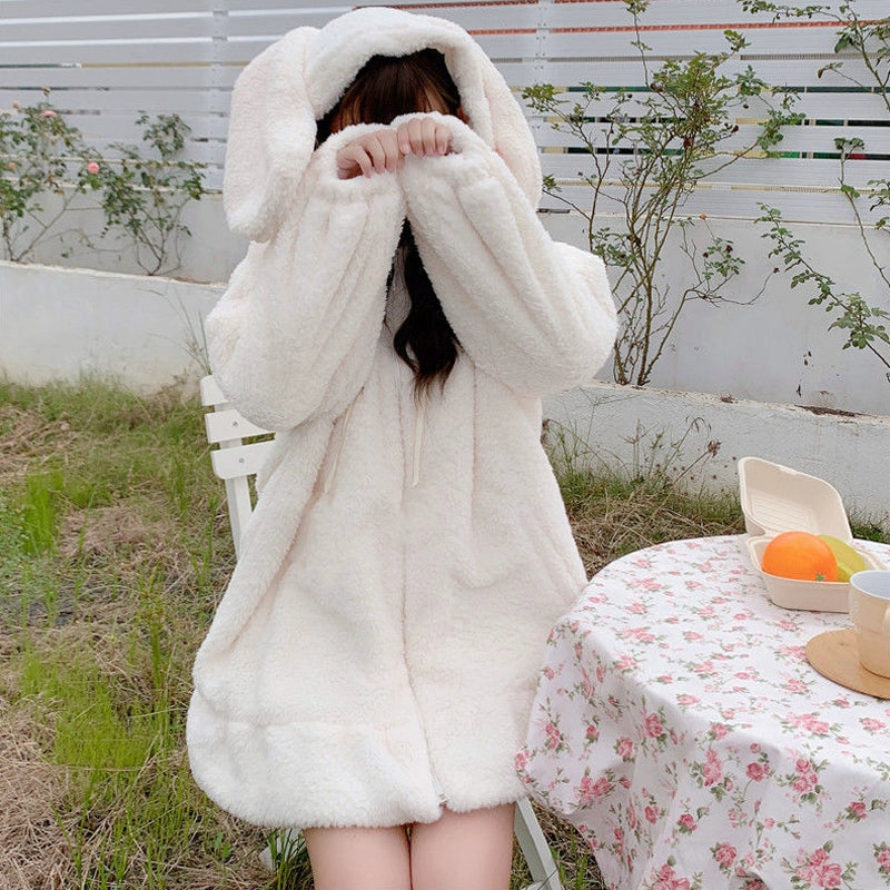 Rabbit Ears Fur Femboy Long Hoodie