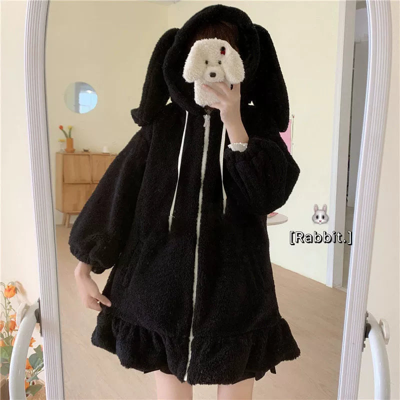 Rabbit Ears Fur Femboy Long Hoodie