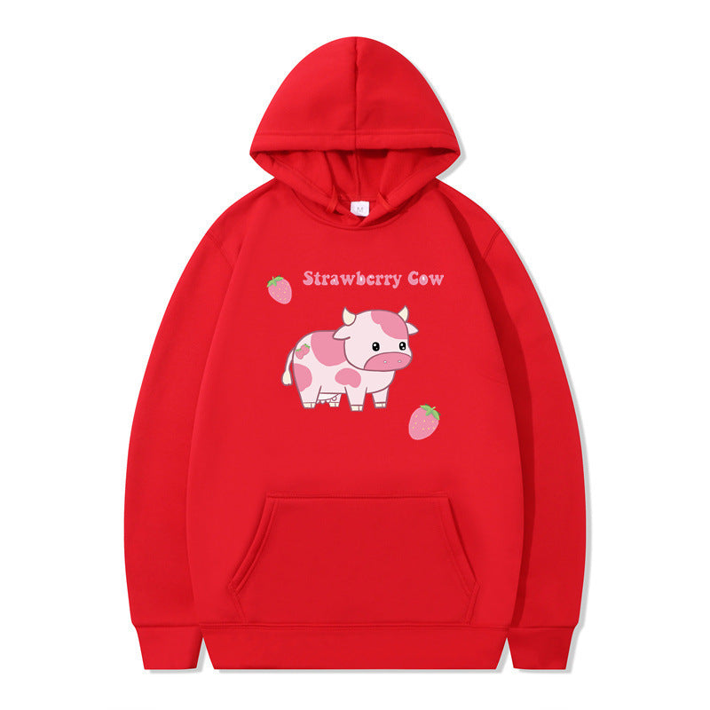 Cute Femboy Strawberry Cow Hoodie