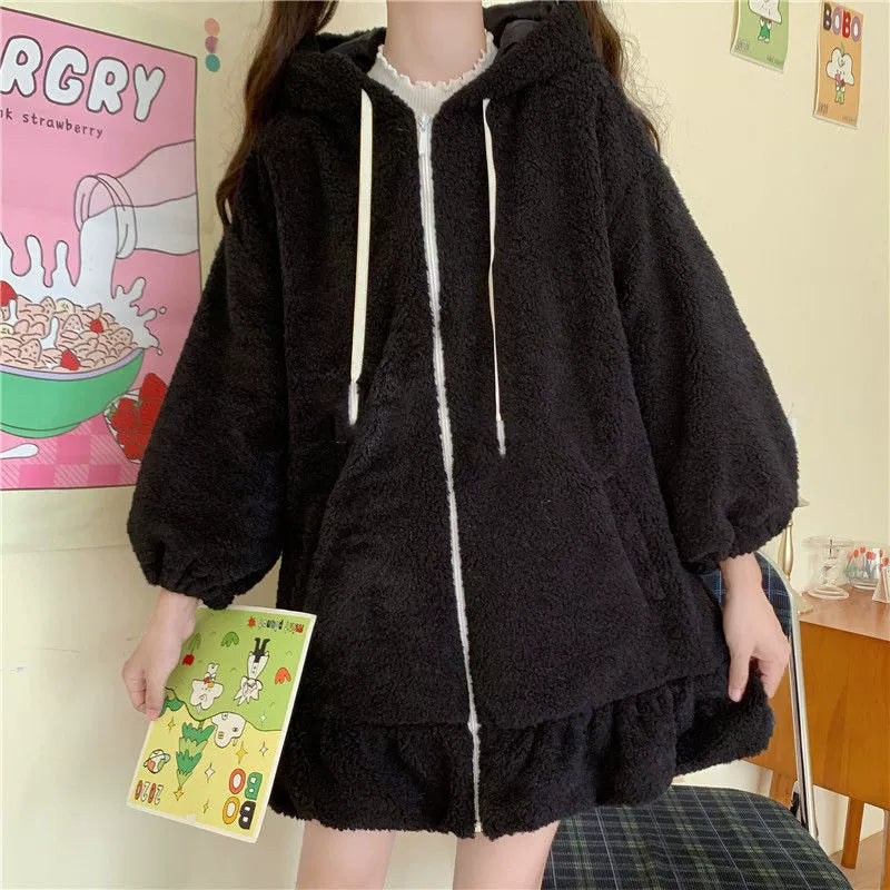 Rabbit Ears Fur Femboy Long Hoodie