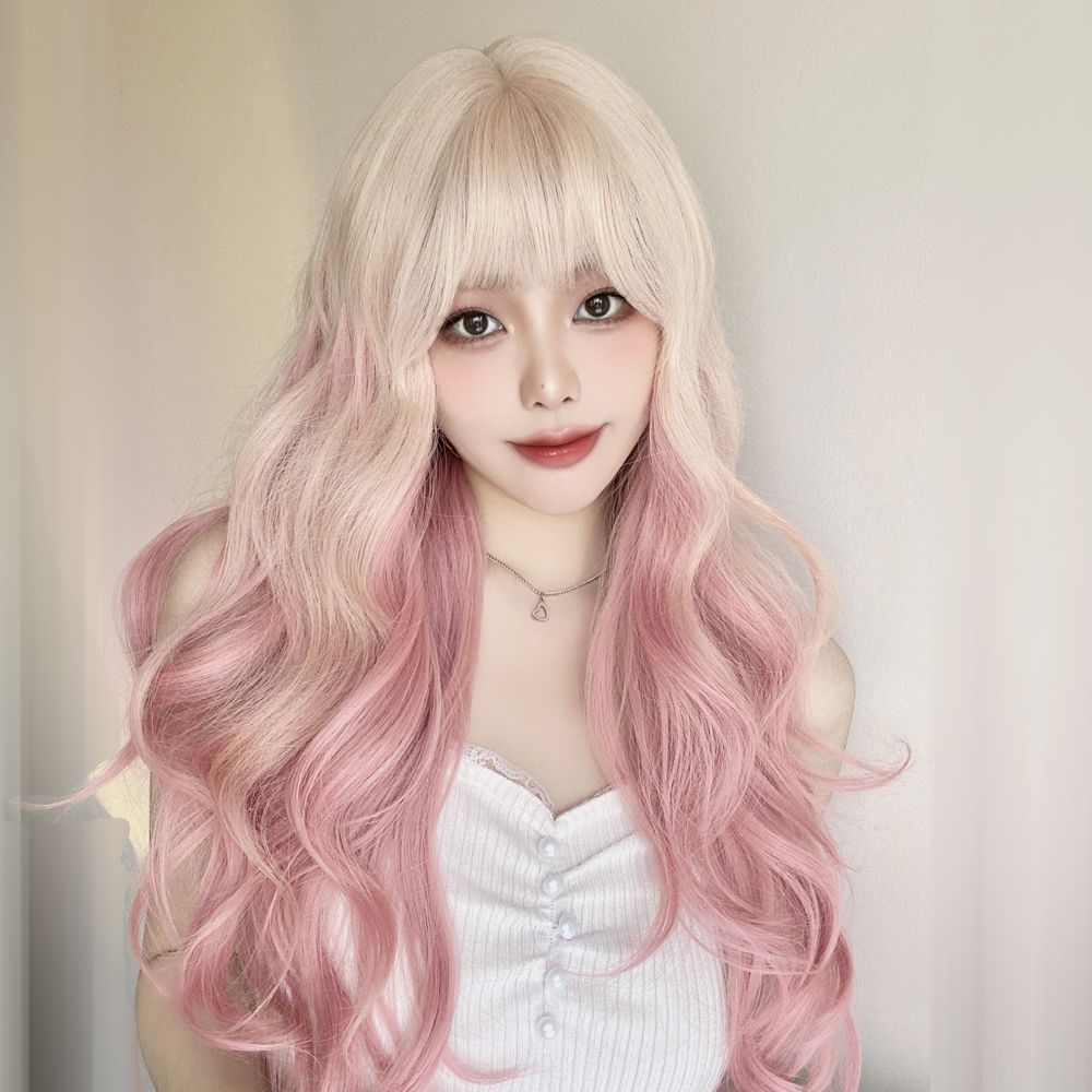 Sakura Pink Gradient Big Curve Wig