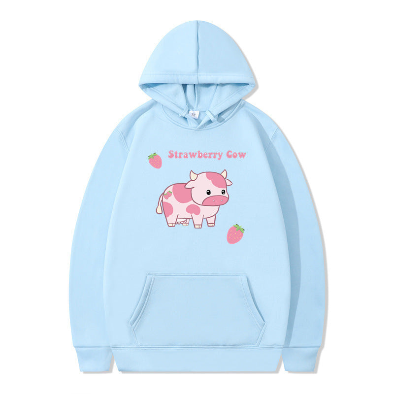 Cute Femboy Strawberry Cow Hoodie