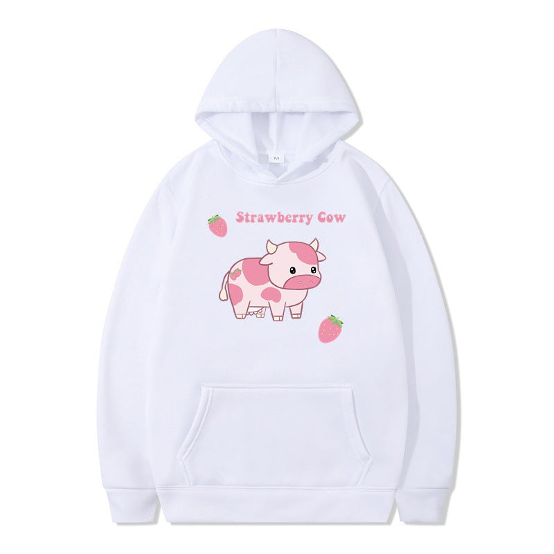 Cute Femboy Strawberry Cow Hoodie