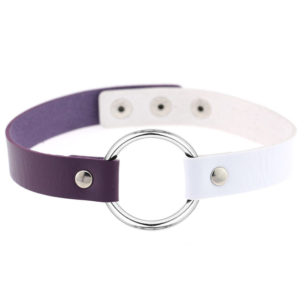 Metal Ring Leather Choker