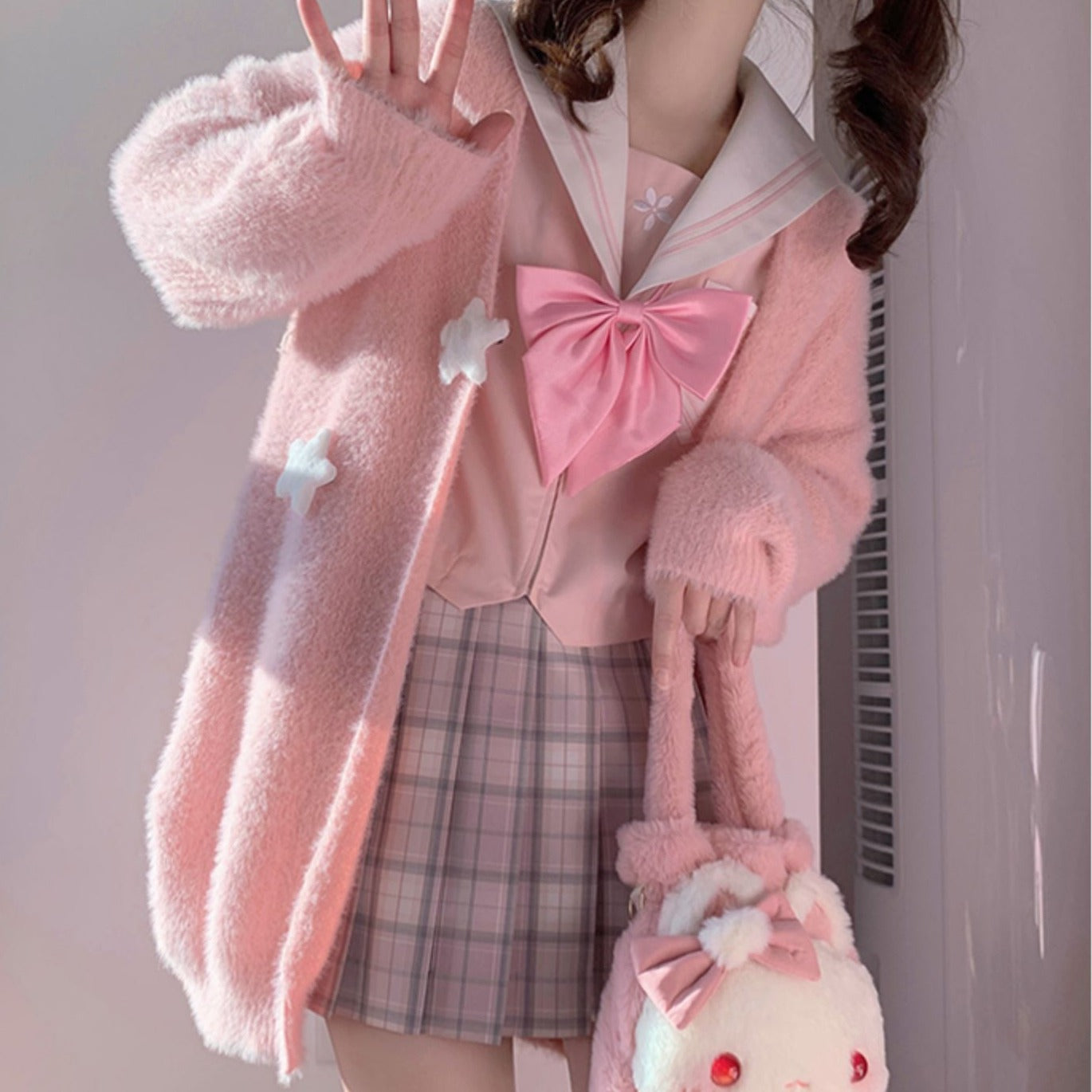 Pink Knitted Cardigan with Star