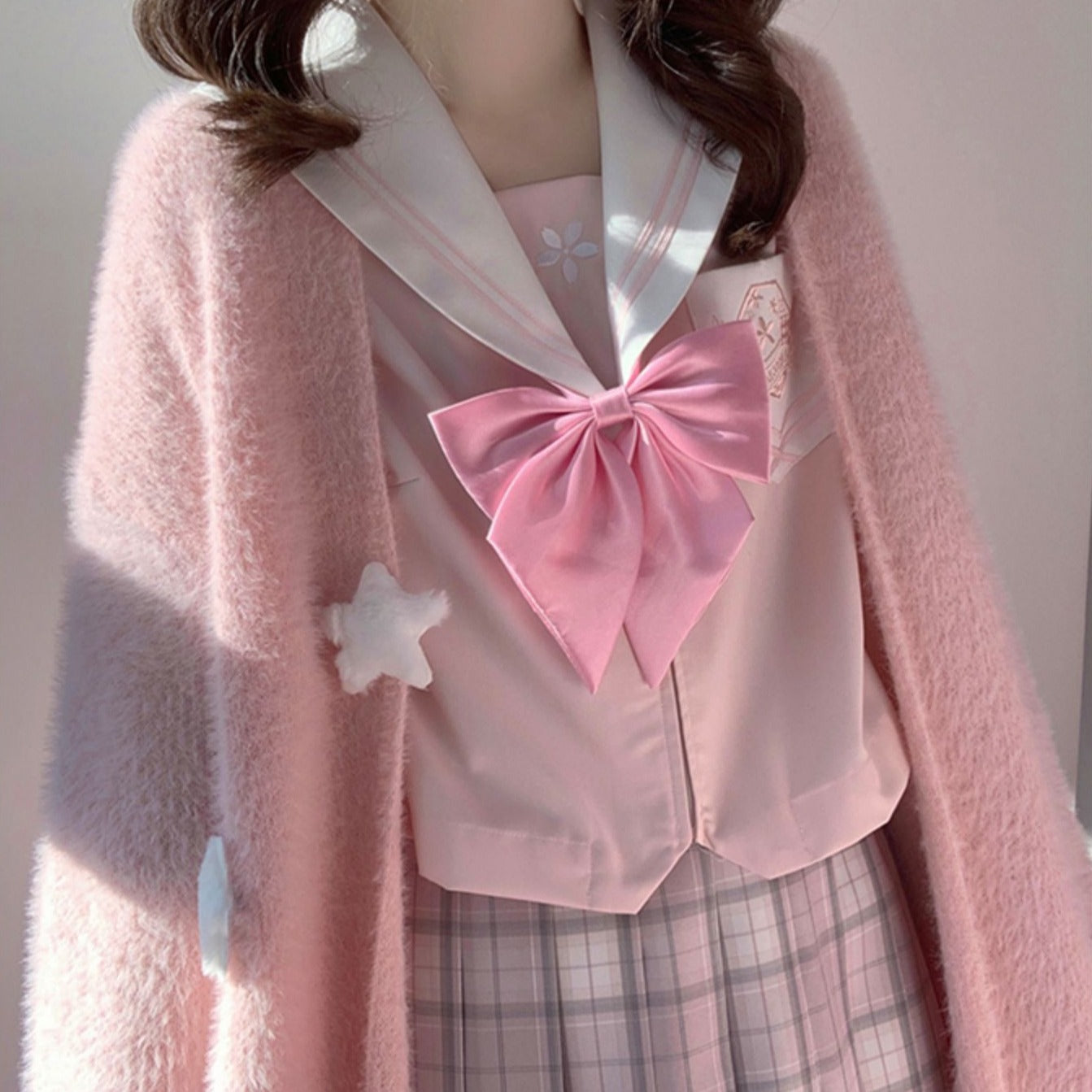 Pink Knitted Cardigan with Star