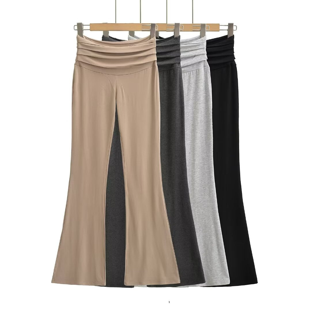 Pleated Waistband Flare Pants