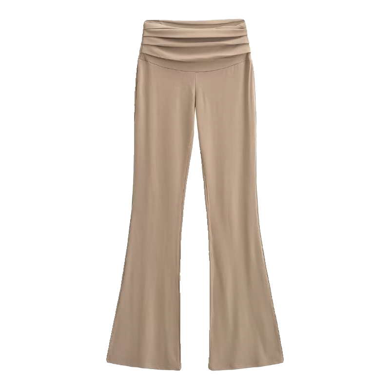 Pleated Waistband Flare Pants