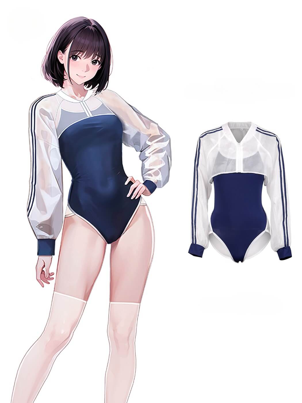 Preppy One Piece Swimsuit and Sun-proof Suit