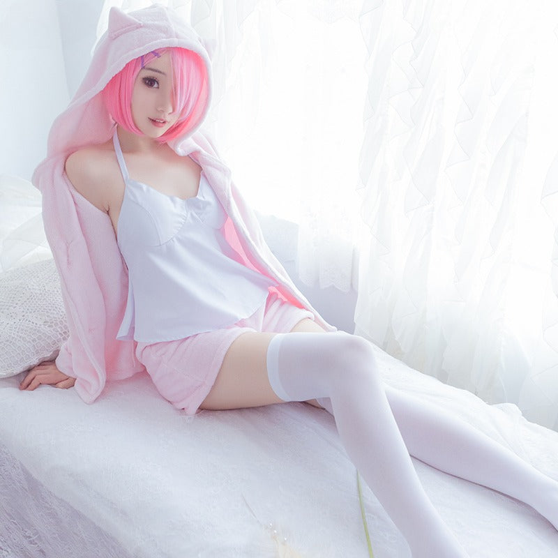 Rem and Ram Furry Cat Cosplay Pajamas Costume