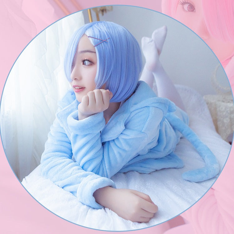 Rem and Ram Furry Cat Cosplay Pajamas Costume