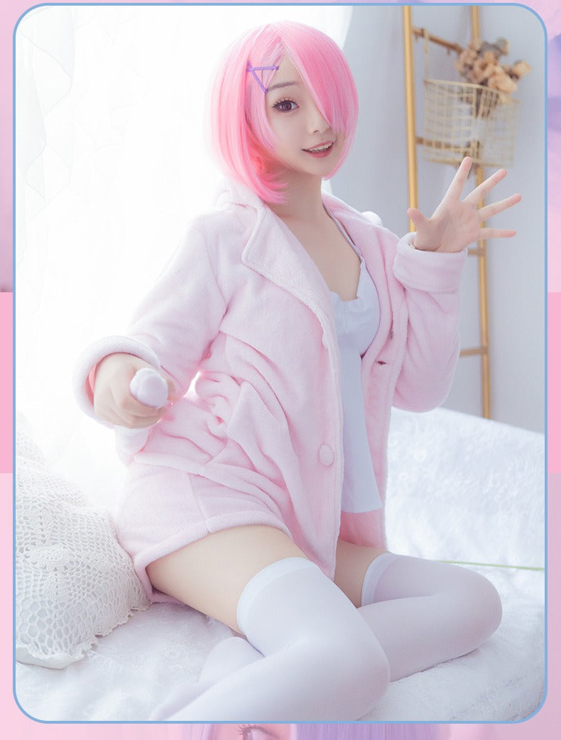 Rem and Ram Furry Cat Cosplay Pajamas Costume