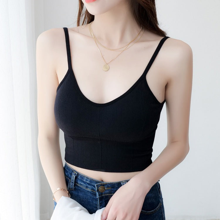 femboy Ribbed Camisole Top in black