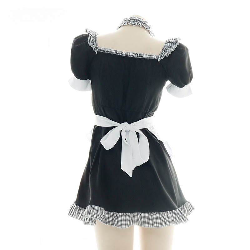 Ruffled Heart Hollow Cat Maid Dress Set