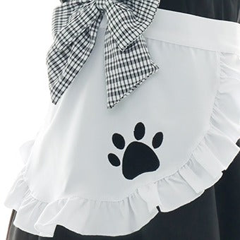 Ruffled Heart Hollow Cat Maid Dress Set