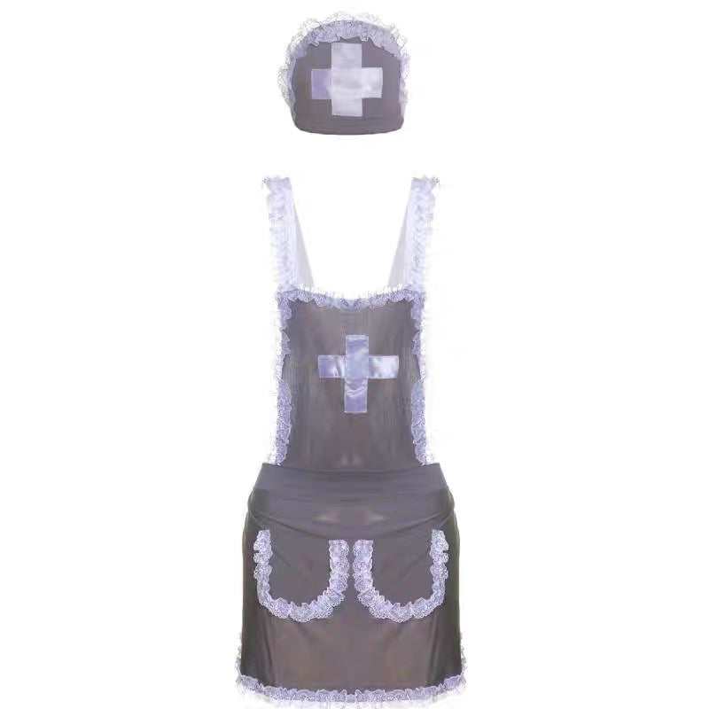 Sexy Gray Nurse Maid Apron Lingerie