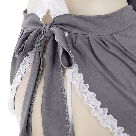 Sexy Gray Nurse Maid Apron Lingerie