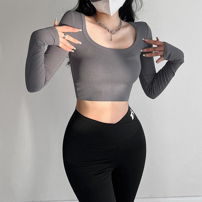 Solid Slim-fit Crop Top femboy