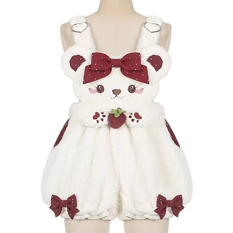 Strawberry Bear Plush Overalls