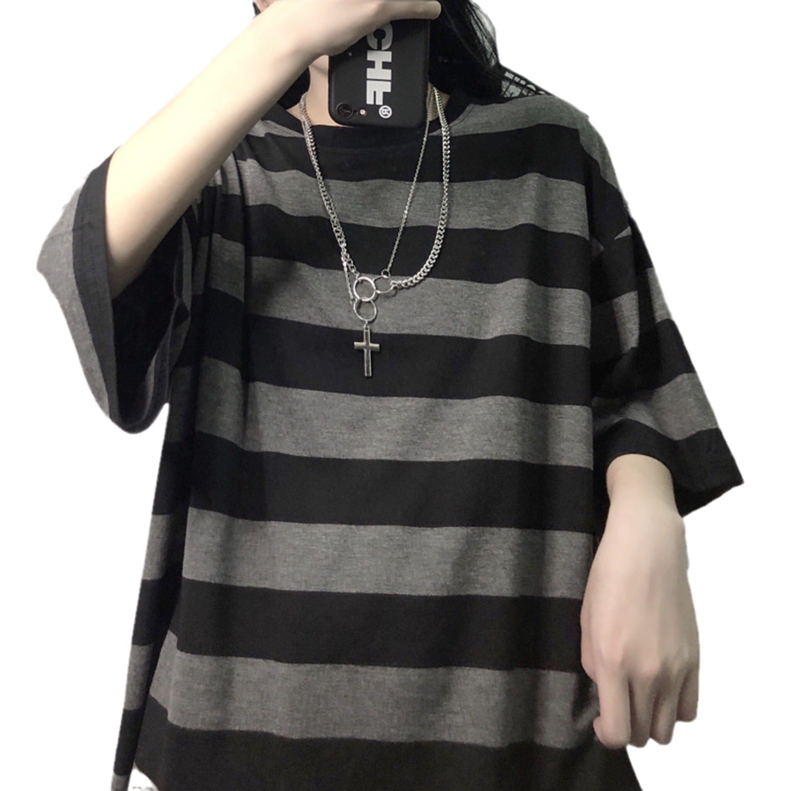 Summer Emo Striped Loose T-shirt