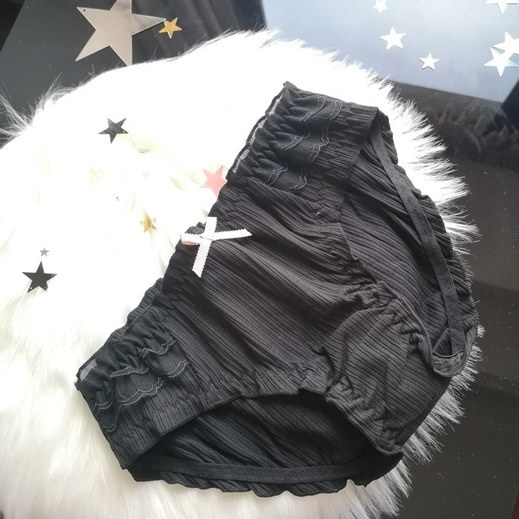 Sweet Ribbed femboy Panties black