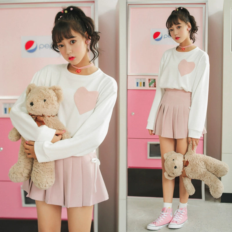 Heart Top and Pink Skirt Set