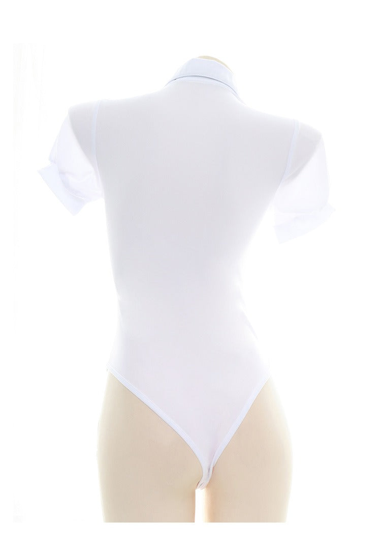 White Schoolgirl Bodysuit Shirt