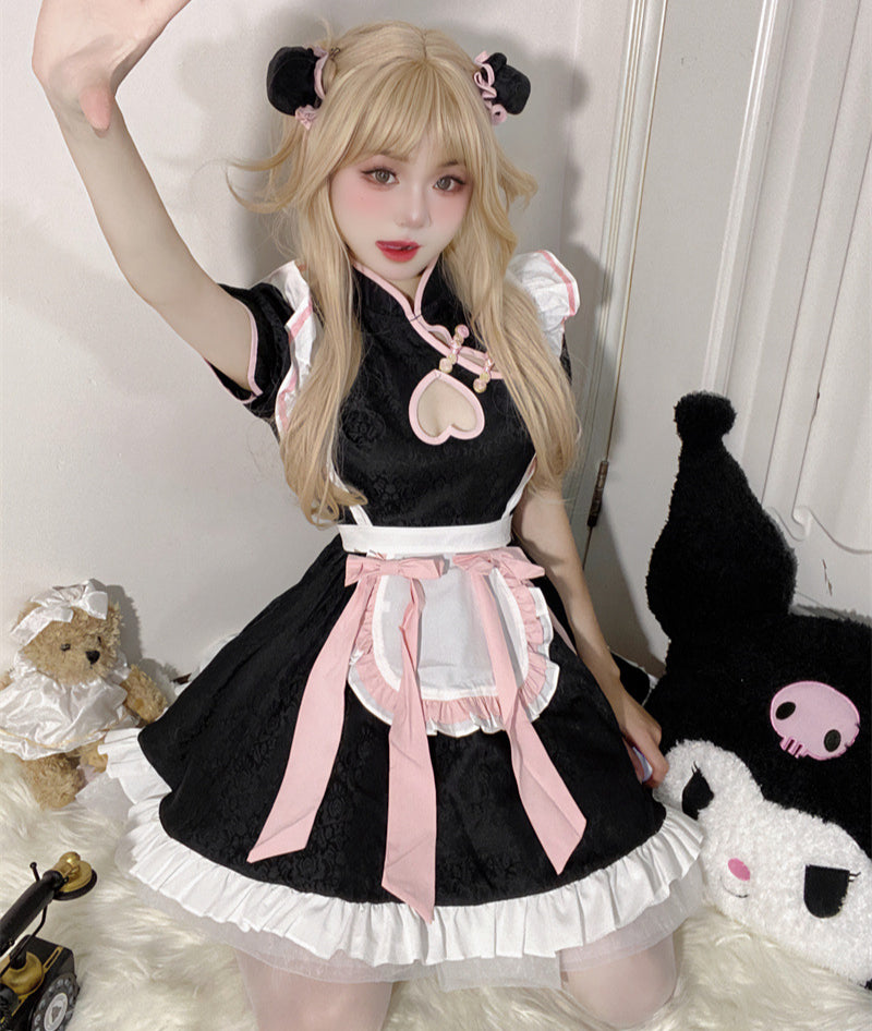 Hollow Cheongsam Maid Outfit