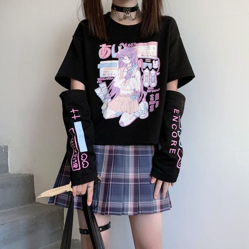 Gaming Femboy Pastel Anime Top with Cuffs