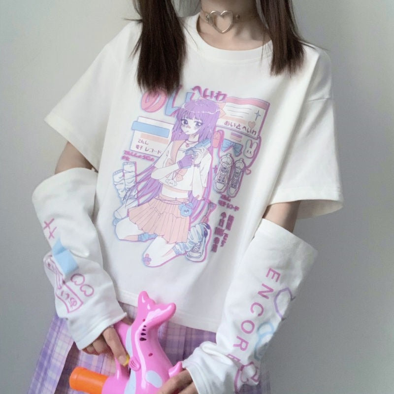 Gaming Femboy Pastel Anime Top with Cuffs