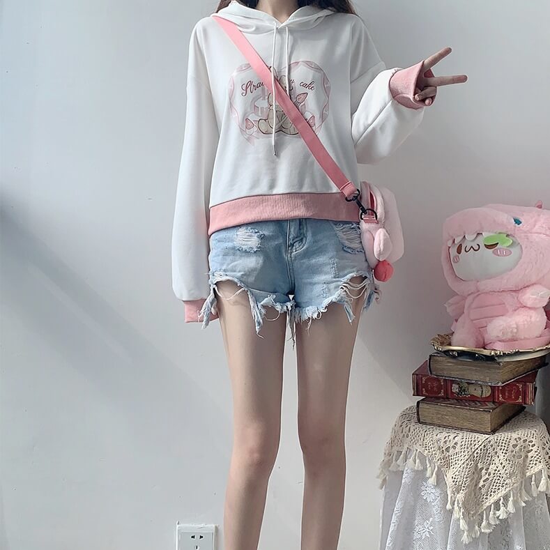 Sweet Bunny Cake Short Hoodie