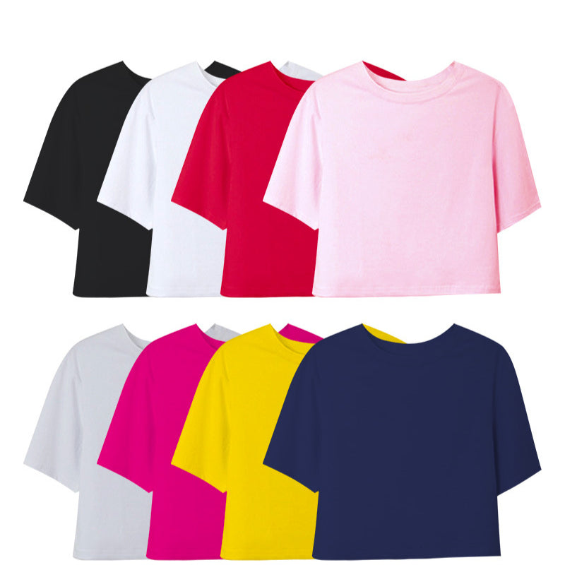 Drop Shoulder Crewneck Crop T-shirt