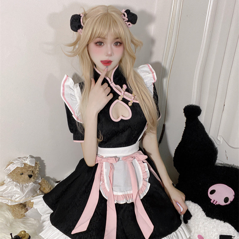 Hollow Cheongsam Maid Outfit