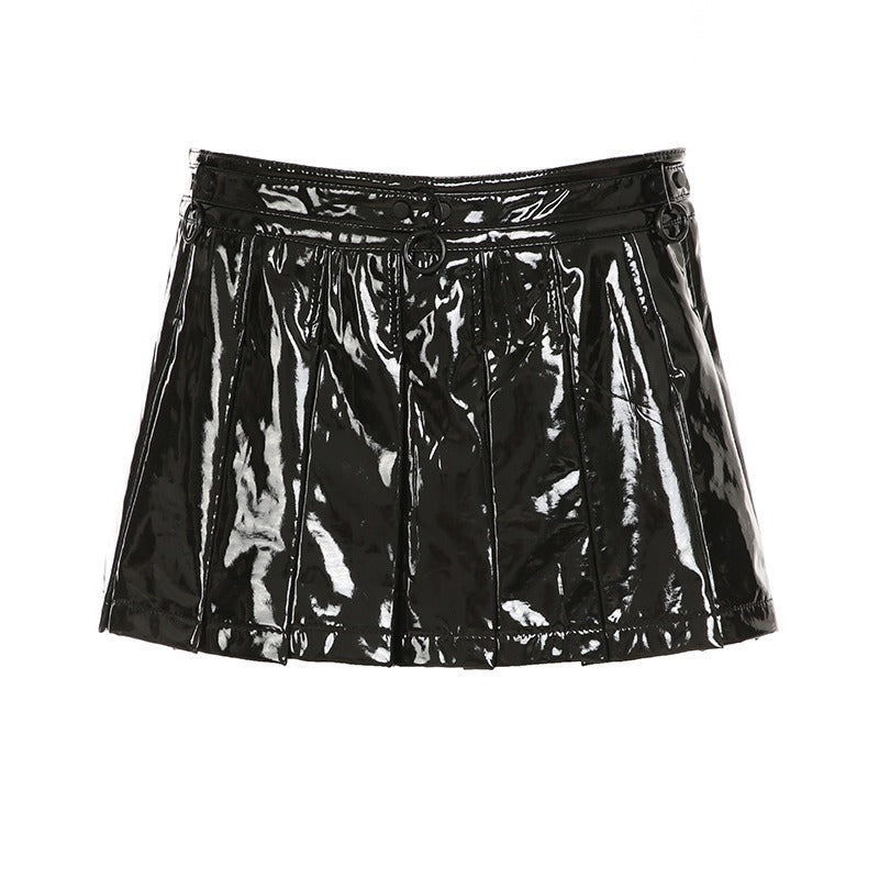 Gothic Glossy Leather Skirt