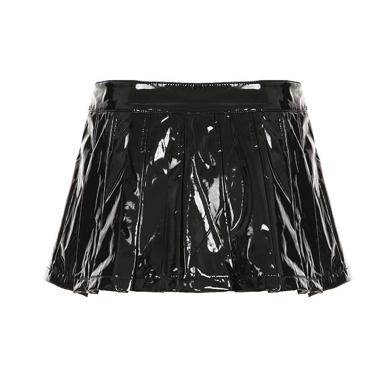 Gothic Glossy Leather Skirt