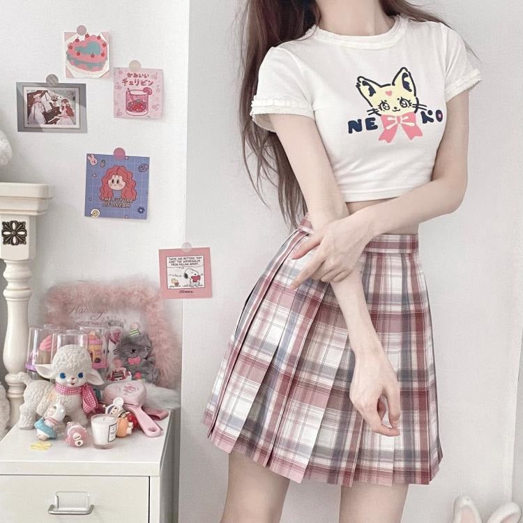 Kawaii Cat Print Crop Top